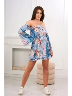 Modré květinové šaty s pruhy Modré květinové šaty s pruhy