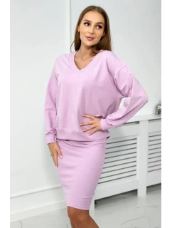 Halenka + pruhované šaty fialové