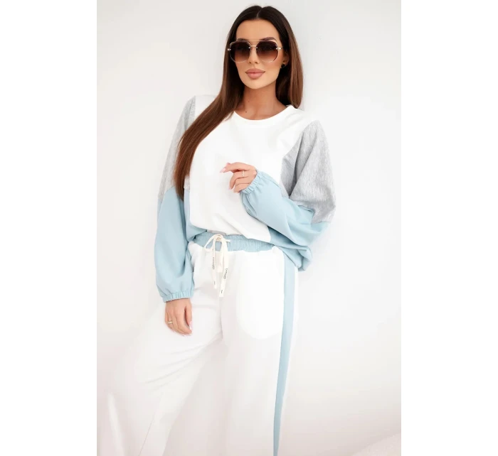 Dámská souprava s volnou mikinou a kalhotami s širokými nohavicemi mátová