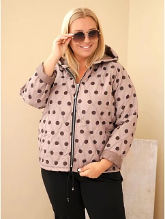 Dámská bunda Plus Size s kapucí puntíky fango