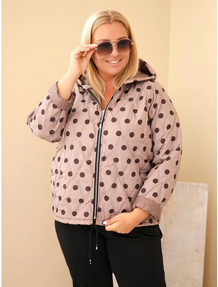 Dámská bunda Plus Size s kapucí puntíky fango