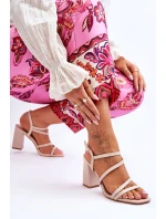 kožené sandály na podpatku Béžove model 21619797 - Boto kožené sandály na podpatku Béžove model 21619797 - Boto