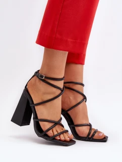 Moderní sandály na podpatku černé model 21650140 - Boto