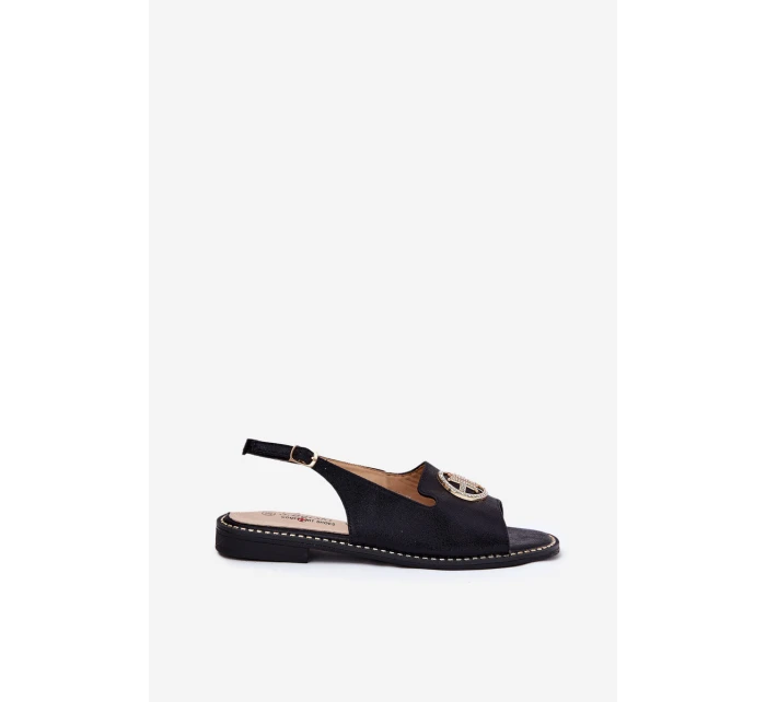 Dámské Sandály Na Plochém Podpatku S Ozdobou model 21698199 Černé - S.Barski