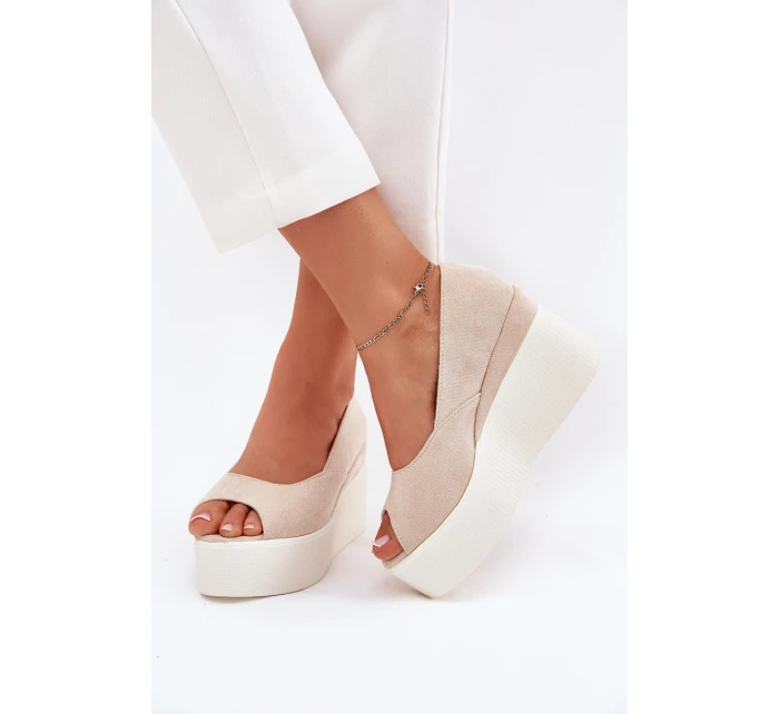 Dámské Sandály Na Klínu A Platformě Světle Béžové Felyra