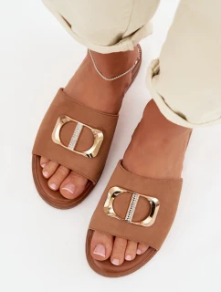Dámské pantofle s zlatým detailem Camel Elmera