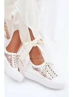 Dámské tenisky s krajkou na platformě Lee Cooper LCW-26-44-4480 Bílé Dámské tenisky s krajkou na platformě Lee Cooper LCW-26-44-4480 Bílé