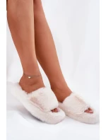 Dámské pantofle s kožíškem Biella – světle béžové