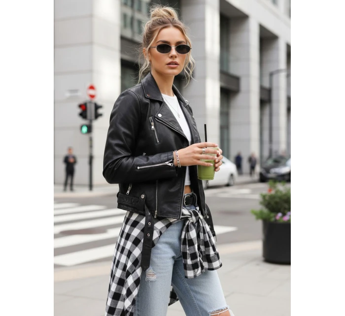 Dámská kožená bunda ramones černá FashionStreet TY5538