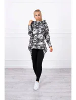 Mikina s dlouhými zády moro grey+black