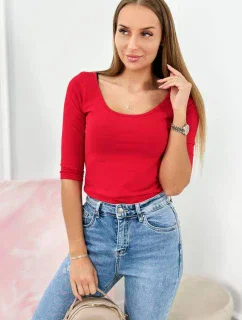 Halenka s kulatým výstřihem červená