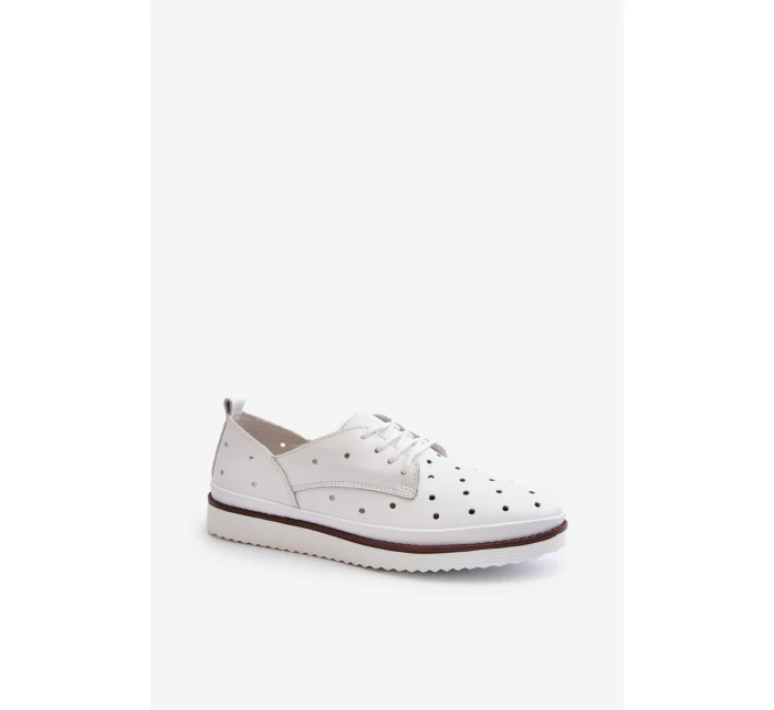 Bílé dámské kožené polobotky model 21655697 - S.Barski