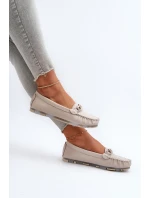 Dámské kožené mokasíny s ozdobou béžové S.Barski LR339