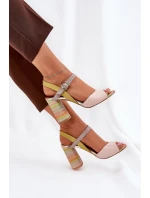 Kožené elegantní sandály na podpatku Laura Messi 2136 Multikolor