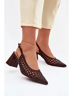 Dámské sandály na podpatku čokoládové model 22095121 - Boto