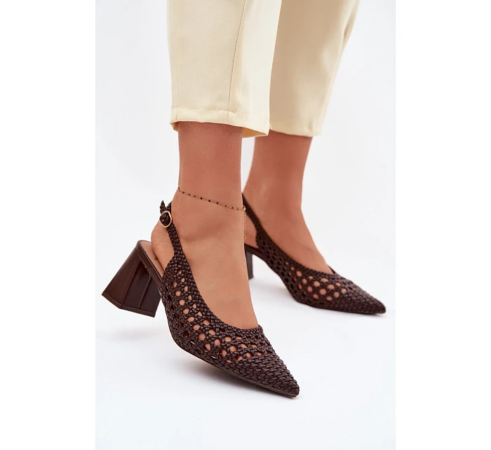 Dámské sandály na podpatku čokoládové model 22095121 - Boto