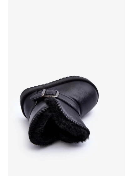 Dětské eko kožené sněhule s páskem, černá Orinor Dětské eko kožené sněhule s páskem, černá Orinor