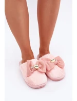 Dámské Pantofle S Kožešinou A Mašlí Růžové Olfedi Dámské Pantofle S Kožešinou A Mašlí Růžové Olfedi