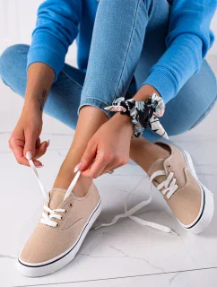 Moderní dámské hnědé  tenisky bez podpatku