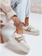 Dámské zateplené tenisky na platformě béžové Dstreet model 21992235 - FashionStreet