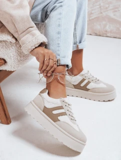 Dámské zateplené tenisky na platformě béžové FashionStreet ZY1080