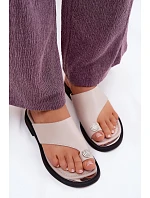 Kožené dámské žabky Vinceza Béžové