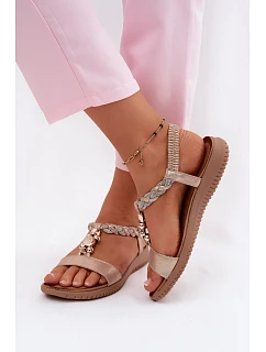 Dámské sandály Ploché Zlaté S.Barski KV61-6051