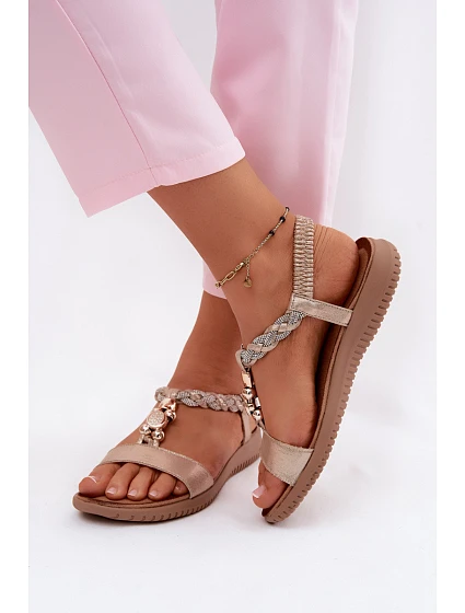 Dámské sandály Ploché Zlaté S.Barski KV61-6051