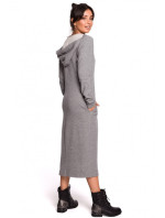 model 18002117 Maxi šaty s kapucí šedé - BeWear