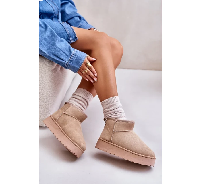 Sněhule Dámské Na Platformě Zateplené Kožíškem Béžové Xamella Sněhule Dámské Na Platformě Zateplené Kožíškem Béžové Xamella