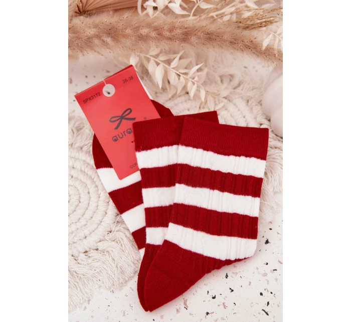 Dámské vánoční ponožky s červenobílými pruhy Dámské vánoční ponožky s červenobílými pruhy