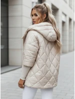 Dámská přechodná prošívaná bunda oversize light beige model 21986700 - Dstreet