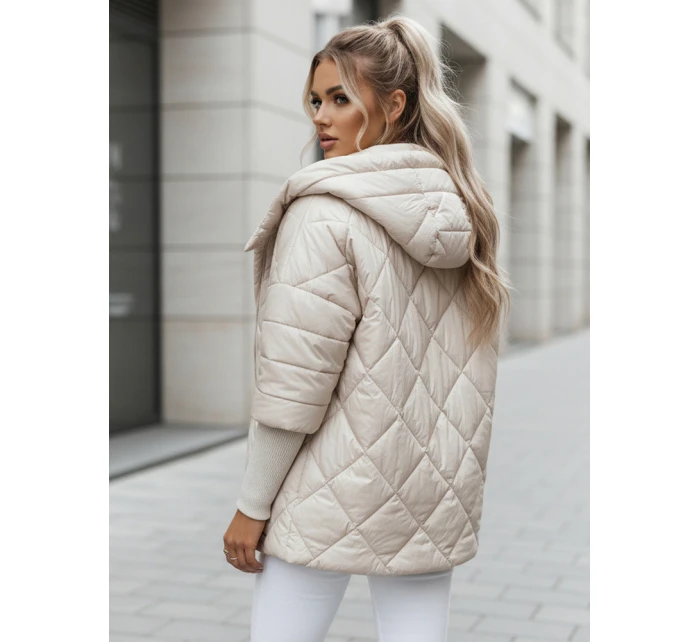Dámská přechodná prošívaná bunda oversize light beige model 21986700 - Dstreet