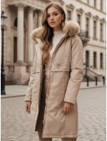 Dámská zimní bunda parka s kožešinou béžová FashionStreet TY5112