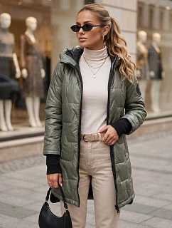 Dámská prošívaná přechodová bunda s kapucí, zelená, FashionStreet TY5789
