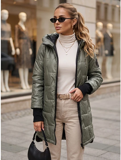 kurtka damska przejściowa z kapturem zielona model 22352960 - FashionStreet kurtka damska przejściowa z kapturem zielona model 22352960 - FashionStreet
