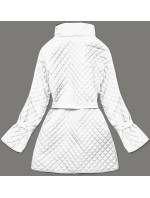 Bílá prošívaná dámská bunda s páskem (7262)