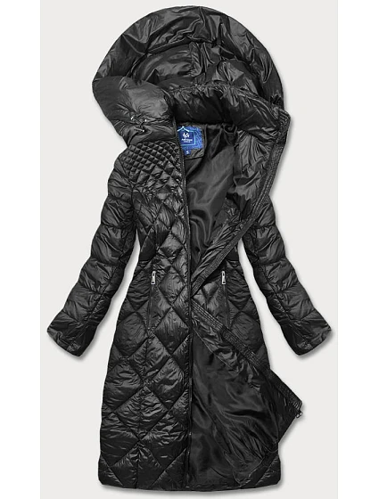 Dámská dlouhá prošívaná bunda černá (ag1-j9082)