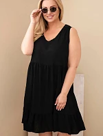 Dámské šaty Plus Size viskózové s krajkou bez rukávů černá
