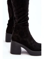 Dámské kotníkové boty na masivním sloupku D&A SN622-10A černé