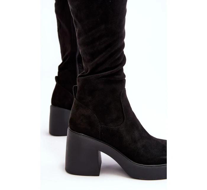Dámské kotníkové boty na masivním sloupku D&A SN622-10A černé