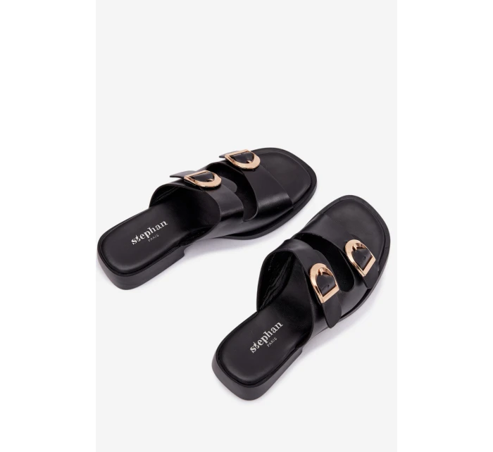 Dámské pantofle se zlatými sponami Černé model 21919167 - Boto