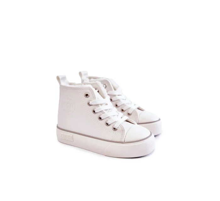 Dětské vysoké tenisky se zipem Big Star KK374227 Bíle Dětské vysoké tenisky se zipem Big Star KK374227 Bíle