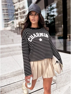 AURORA dámský pruhovaný svetr černý FashionStreet MY2074