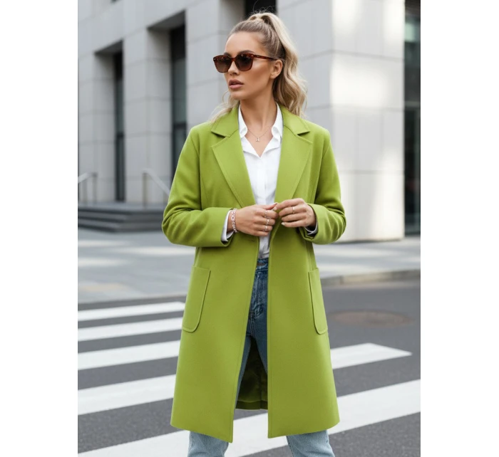 Dámský oversize kabát dlouhý limetkově zelený Dstreet model 21981926 - FashionStreet