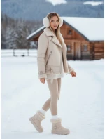 Dámské semišové sněhule s kožešinou béžové FashionStreet ZY1252