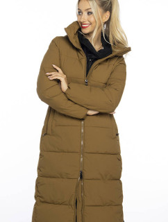 Dlouhá hnědá vypasovaná dámská zimní bunda Ann Gissy (AG1-J9157)