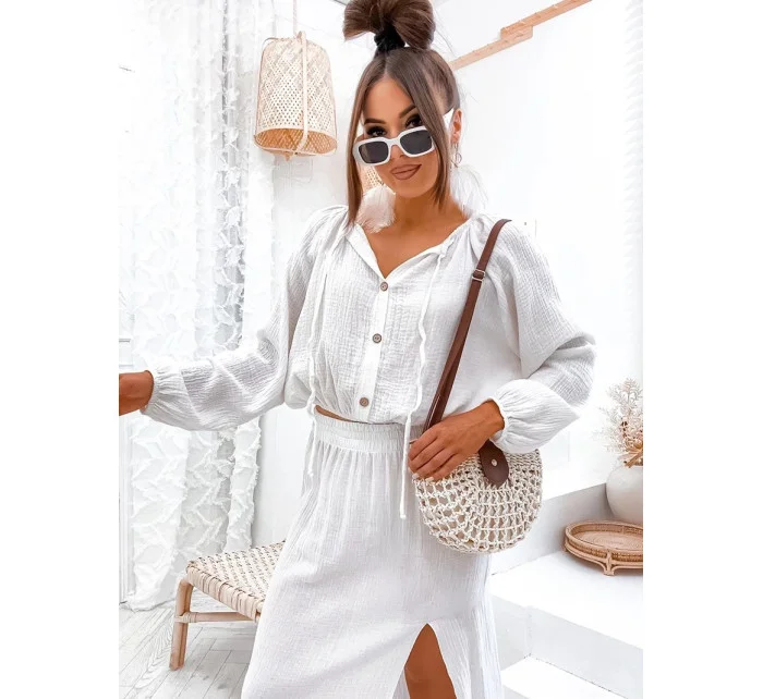 dámský komplet v barvě ecru halenka a sukně model 20114360 - Moon