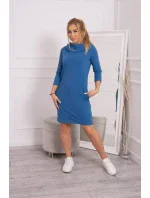 Džínové šaty s kapucí a kapsami