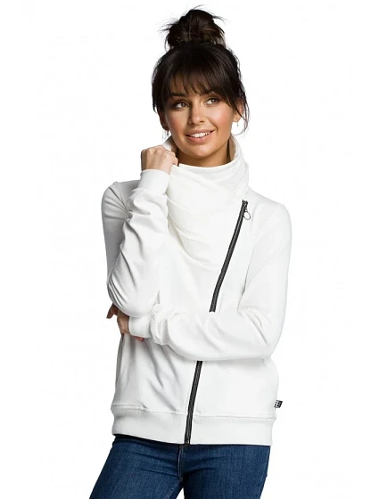 B071 Mikina na zip - ecru barva